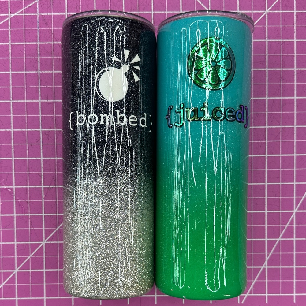 Demon Bikini Handmade Gradient Tumbler Set Juiced Bombed Workout Gym Coffee